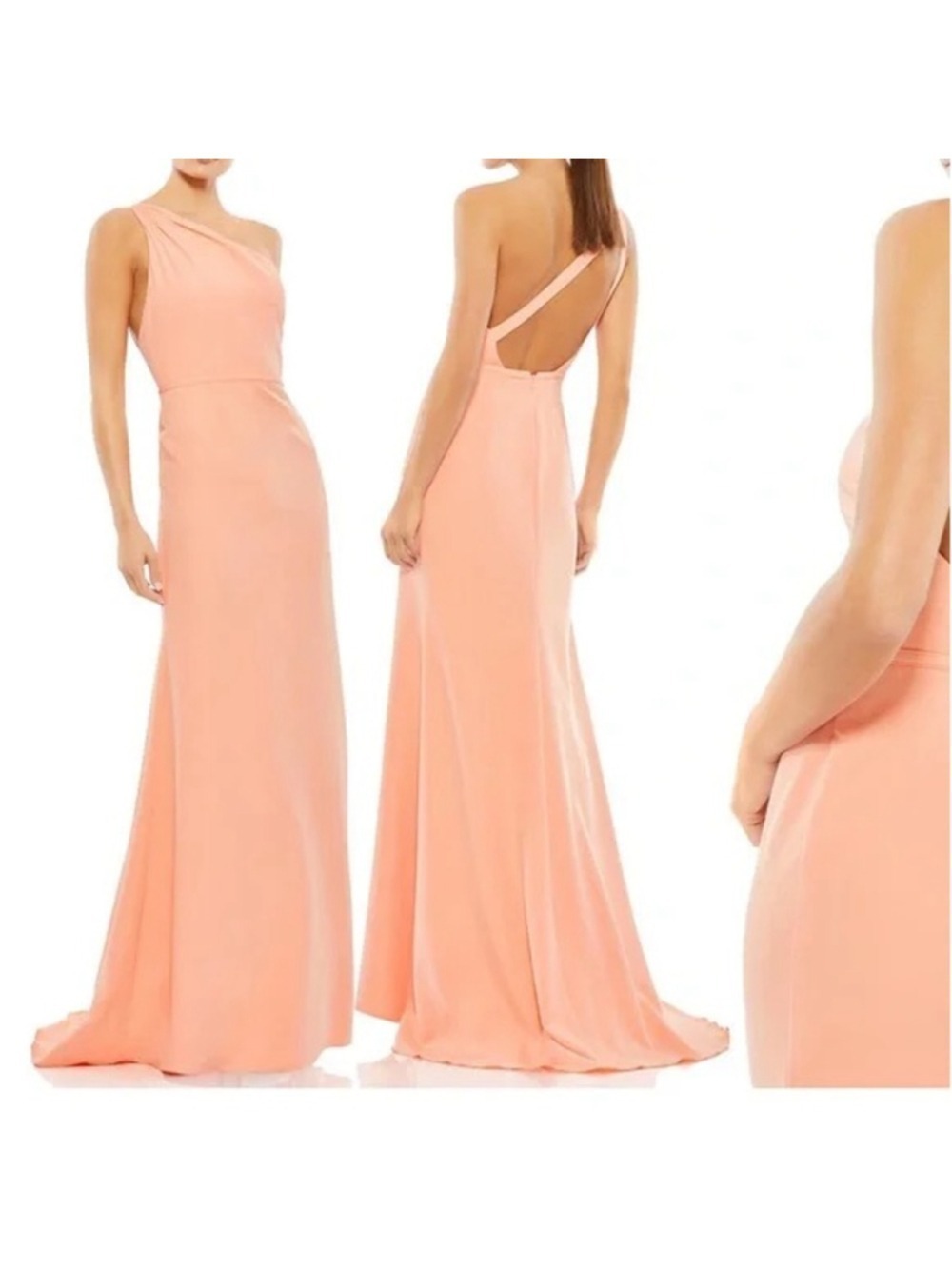 Women's Mac Duggal Peach One Shoulder Gown Size 4